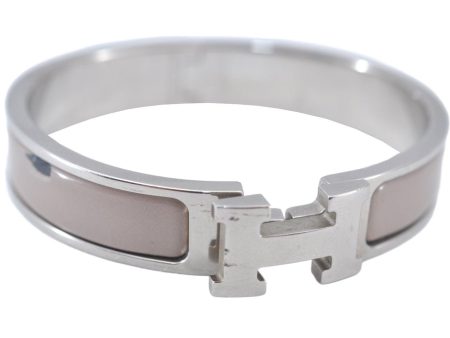 Authentic HERMES Vintage Clic H Bangle Bracelet Accessory Silver Gray Junk 1978J For Discount