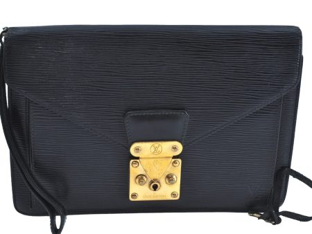 Auth Louis Vuitton Epi Pochette Sellier Dragonne Clutch Bag M52612 Black K8491 Online Hot Sale