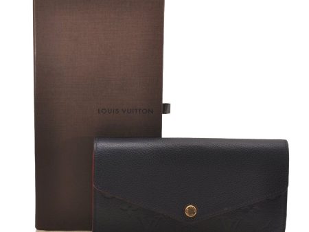 Auth Louis Vuitton Monogram Empreinte Portefeuille Sarah Wallet Navy Box 4593J Online