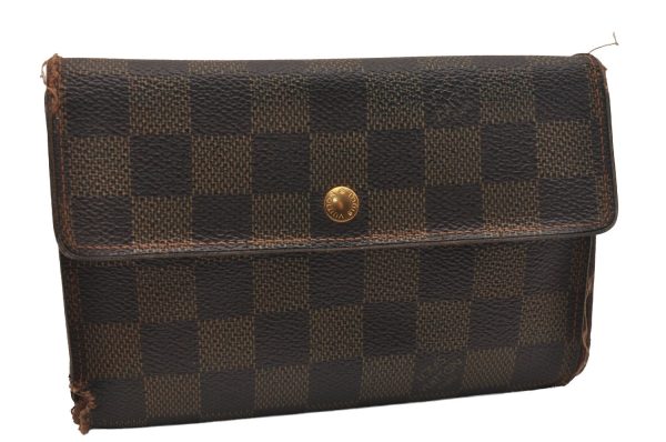 Authentic Louis Vuitton Damier Porte Tresor Etui Papier Wallet N61202 LV 4287J Hot on Sale