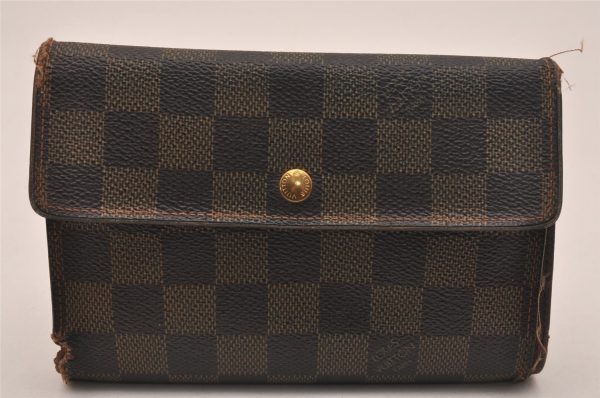 Authentic Louis Vuitton Damier Porte Tresor Etui Papier Wallet N61202 LV 4287J Hot on Sale