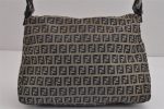 Auth FENDI Zucchino Mamma Baguette Hand Shoulder Bag Canvas Leather Navy 4959J Online now