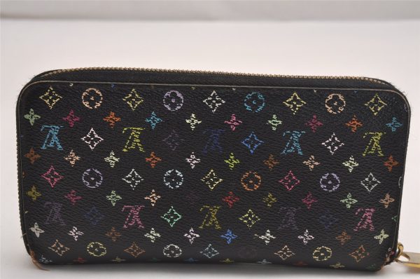 Auth Louis Vuitton Monogram Multicolor Zippy Wallet Purse Black M60243 LV 3824J Sale