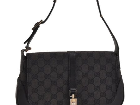 Auth GUCCI Jackie Shoulder Hand Bag GG Canvas Leather Black 0013824 Junk 2445J Sale