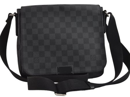 Auth Louis Vuitton Damier Graphite District PM N41260 Shoulder Cross Bag 3402J For Sale