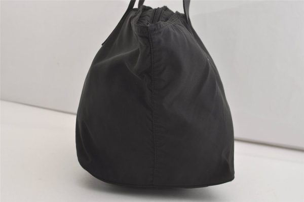 Authentic PRADA Vintage Nylon Tessuto Leather Shoulder Tote Bag Black 6585J on Sale