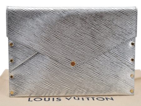 Authentic Louis Vuitton Epi Letter Case Clutch Bag Purse Silver LV 4837J Cheap