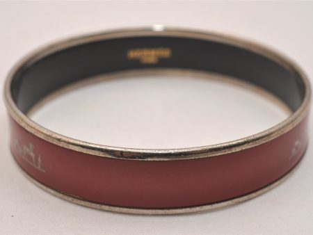 Authentic HERMES Email PM Bangle Bolduc Motif Silver Red 7084J For Sale