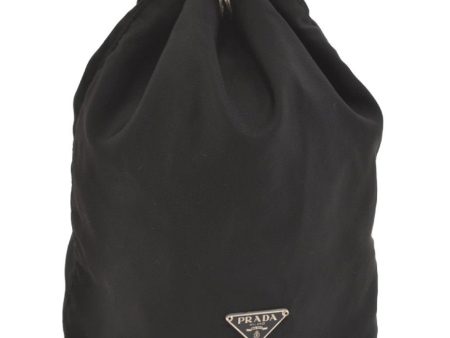 Authentic PRADA Vintage Nylon Tessuto Leather Drawstring Pouch Purse Black 4271J Online Hot Sale