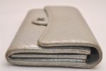 Authentic CHANEL Lamb Skin V Stitch CC Logo Long Wallet Purse Silver 4086J Discount