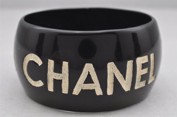 Authentic CHANEL JKC Ripped off by Bangle Bracelet Plastic Black 4183J Online Hot Sale