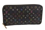 Auth Louis Vuitton Monogram Multicolor Zippy Wallet Purse Black M60243 LV 3824J Sale