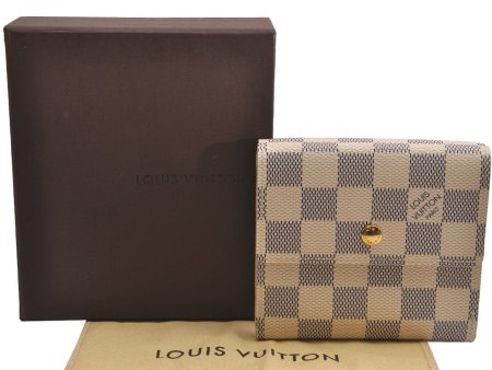 Authentic Louis Vuitton Damier Azur Portefeuille Elise Wallet N61733 Box 3140J Supply