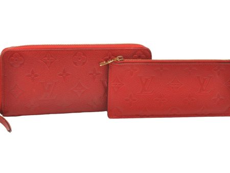 Authentic Louis Vuitton Empreinte Portefeuille Clemence Wallet M60169 Red 1457J For Sale