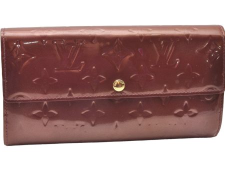 Auth Louis Vuitton Vernis Portefeuille Sarah Wallet Wine Red M93524 LV 1242J For Cheap