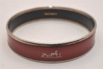 Authentic HERMES Email PM Bangle Bolduc Motif Silver Red 7084J For Sale