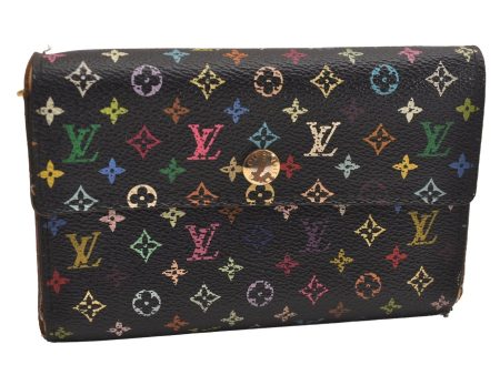 Auth Louis Vuitton Monogram Multicolor Portefeuille Alexandra Wallet Black 3853J Online Sale