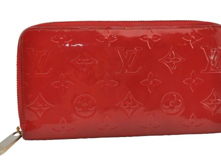 Authentic Louis Vuitton Vernis Zippy Wallet Long Purse Red M91732 LV 0110J Online