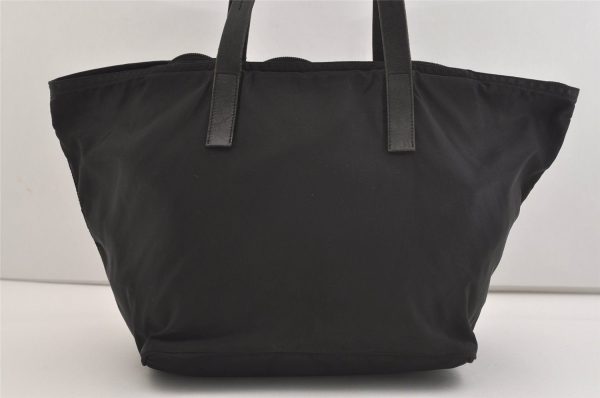 Authentic PRADA Vintage Nylon Tessuto Leather Shoulder Tote Bag Black 6585J on Sale