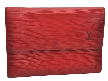 Authentic Louis Vuitton Epi Porte Tresor Etui Papier Wallet Red M63717 LV 3825J Sale