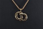 Authentic Christian Dior Gold Tone Chain Pendant Necklace CD 3071J For Cheap