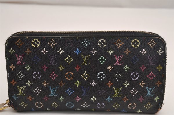 Auth Louis Vuitton Monogram Multicolor Zippy Wallet Purse Black M60243 LV 3824J Sale