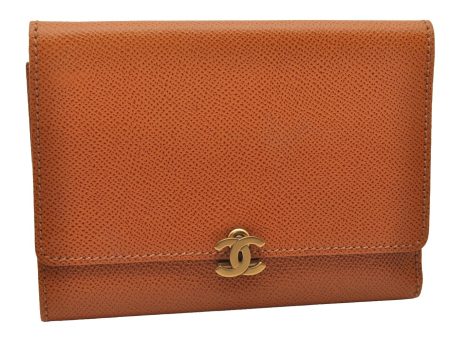 Authentic CHANEL Vintage Leather CC Logo Trifold Wallet Purse Brown CC 1254J For Discount