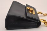 Authentic Salvatore Ferragamo Gancini Leather Shoulder Pouch Navy Junk 5607J Online