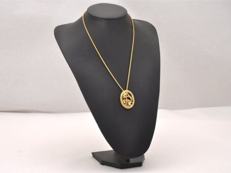 Authentic Christian Dior Gold Tone Chain Pendant Necklace CD 0536J Online now