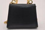 Authentic Salvatore Ferragamo Gancini Leather Shoulder Pouch Navy Junk 5607J Online