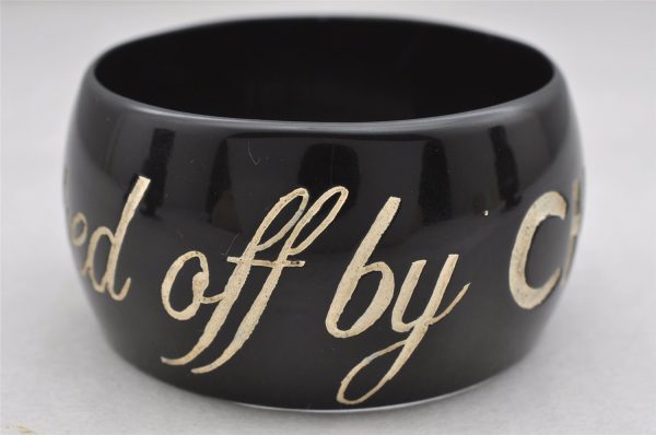 Authentic CHANEL JKC Ripped off by Bangle Bracelet Plastic Black 4183J Online Hot Sale