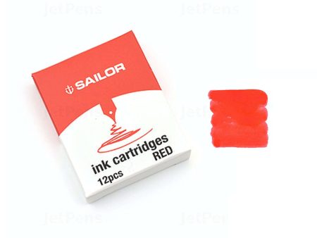 Sailor Dye Based Ink Cartridge, Red - Pack Of 12 Online